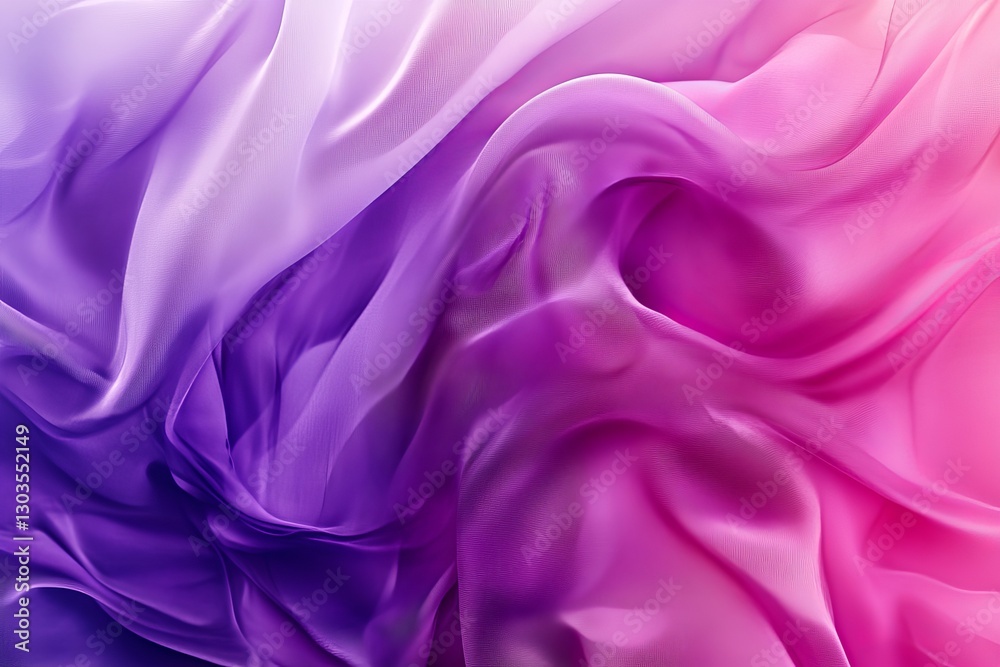 Obraz premium Abstract Purple Pink Gradient Fabric Texture Elegant Soft Draped Silk Flowing Waves Seamless Pattern Design Background Modern Textile Art Hue Mood 