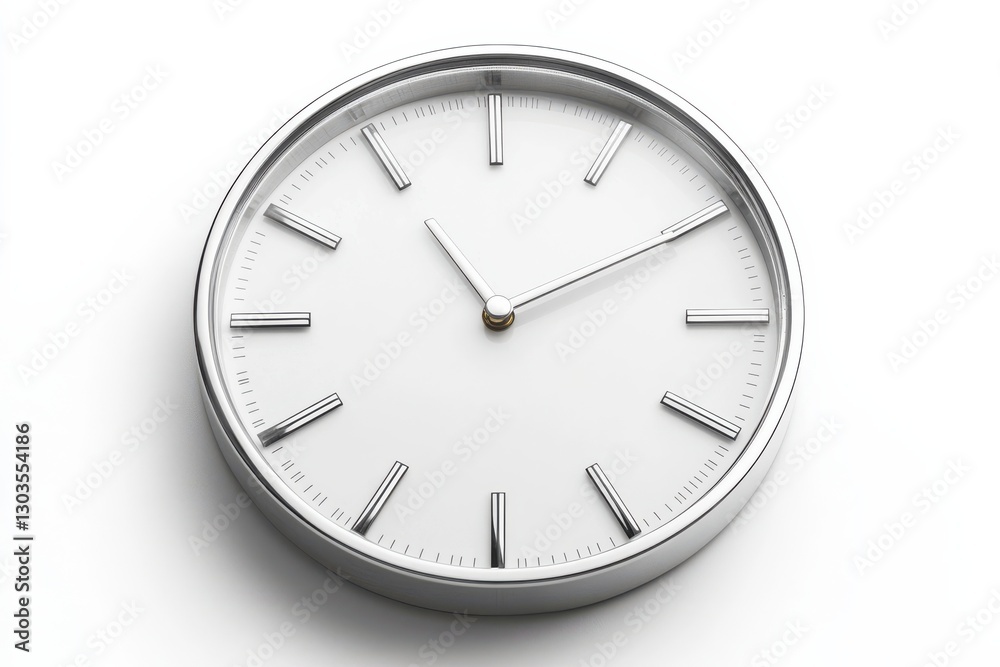 Minimalist silver clock displays time with elegance in a bright, contemporary setting isolated on transparent background Minimalist silver clock displays time with elegance in a bright, contemporary setting isolated on transparent background