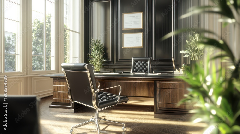 Fototapeta premium Luxurious Office Interior with Sunlight