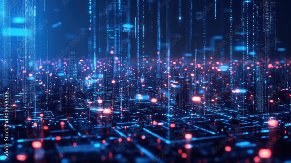 Obraz premium Artificial intelligence-powered smart city with data.