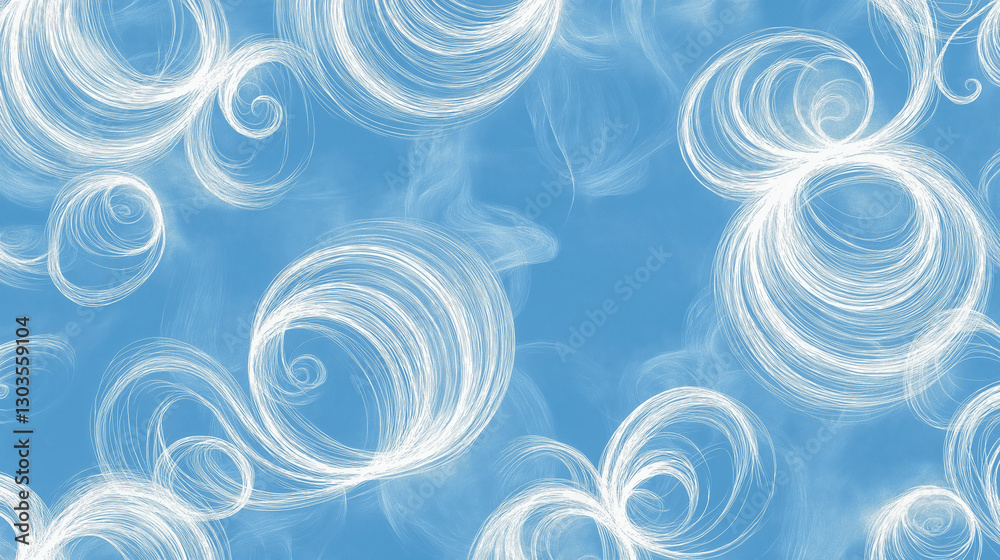 Abstract swirling white lines resembling wind patterns on blue background symbolizing movement and fluidity Abstract swirling white lines resembling wind patterns on blue background symbolizing movement and fluidity