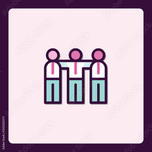 Teamwork depiction in vector symbol, collaborative team partnership icon