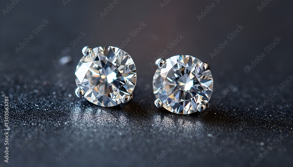 Beautiful dazzling diamonds on dark shiny background, close up