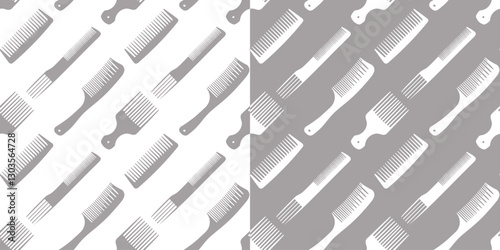 Seamless pattern with hairdressing tools. Hairdressing tools template. Background with hairbrushes and combs.