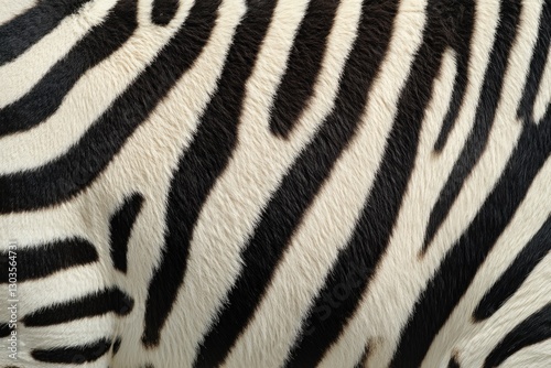 Zebra skin texture isolated on white background. Close-up zebra pattern. Wild Animal fur. Zebra stripes. Realistic zebra skin. Zebra texture design element. Detailed zebra skin close-up for Designers.