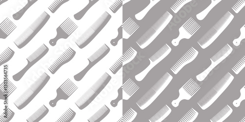 Seamless pattern with hairdressing tools. Hairdressing tools template. Background with hairbrushes and combs.
