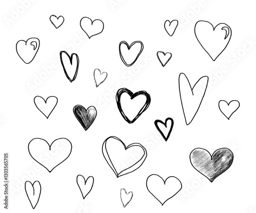 Set of doodled hearts