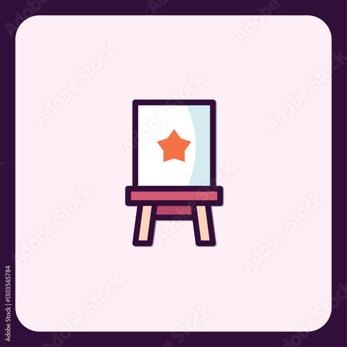 Minimalist easel icon illustration featuring a prominent star motif symbol