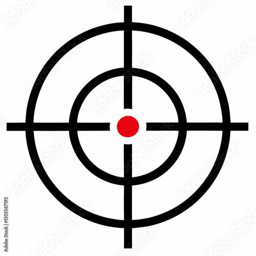 A target with a red dot in the center, with circular lines and crosshairs vector illustration