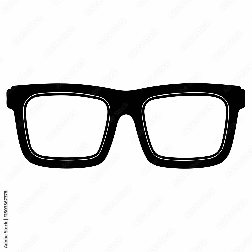 silhouette of square glasses. a symbol of vision, intelligence, and style. The classic eyewear design suggests a sense of knowledge and sophistication vector illustration silhouette of square glasses. a symbol of vision, intelligence, and style. The classic eyewear design suggests a sense of knowledge and sophistication vector illustration