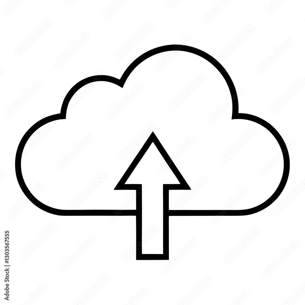 cloud icon with an upward arrow, suggesting data upload and connectivity vector illustration cloud icon with an upward arrow, suggesting data upload and connectivity vector illustration