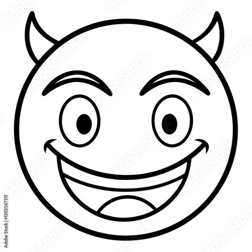 a devil face smiling mischievously with horns vector illustration
