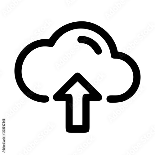 cloud upload icon featuring a cloud shape with an upward arrow. vector illustration