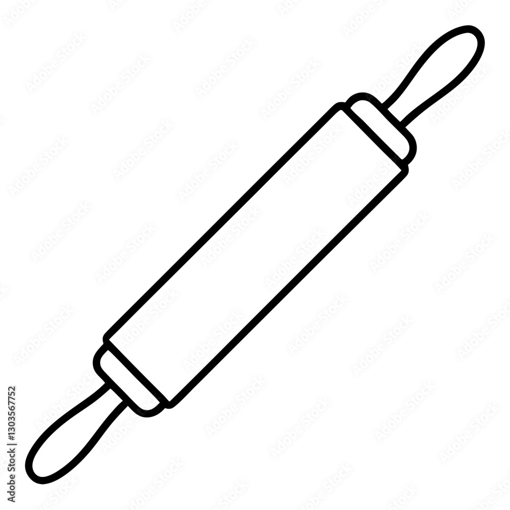 a simple black and white image of a rolling pin, perfect for culinary projects vector illustration a simple black and white image of a rolling pin, perfect for culinary projects vector illustration