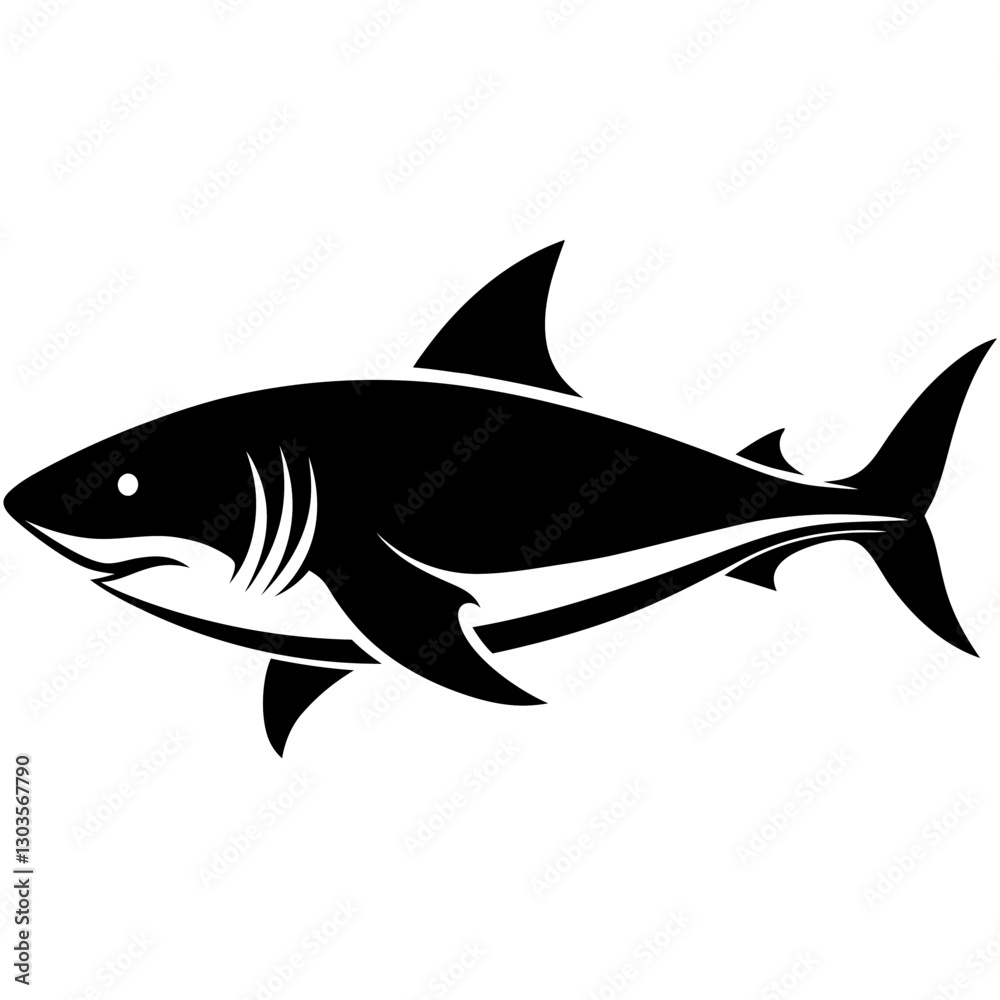 a black and white graphic illustration of a shark, with a sleek body and sharp features vector illustration a black and white graphic illustration of a shark, with a sleek body and sharp features vector illustration