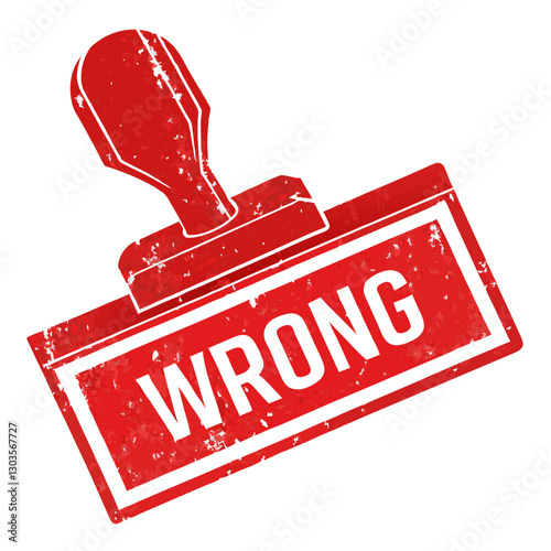 the word "wrong" stamped in red on a paper, symbolizing a mistake, error, or incorrectness vector illustration