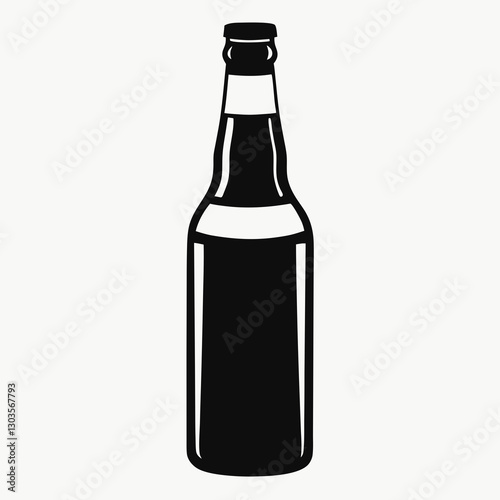 a minimalistic black silhouette of a beer bottle, vector illustration