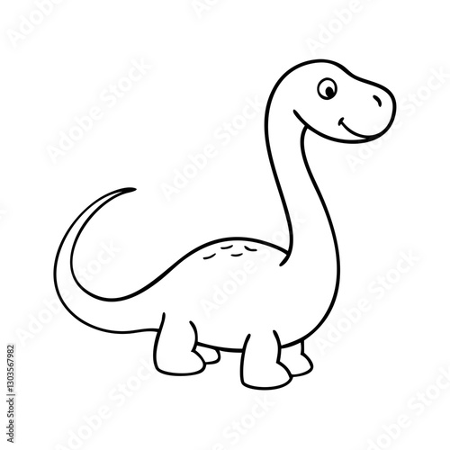 a smiling cartoon illustration of a friendly dinosaur, outline illustration, suitable for coloring book vector illustration