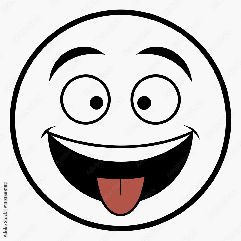 Fototapeta premium a playful emoji with a tongue out and a big smile vector illustration