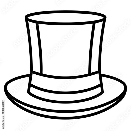 a simple black and white illustration of a classic top hat vector illustration