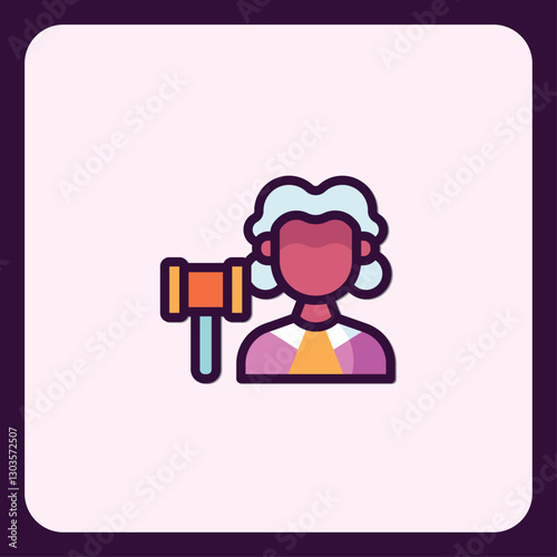 Whimsical Judge Illustration: Justice, Law, and Decision Making Icon Design