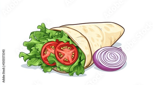 Fresh Veggie Wrap on White Background photo