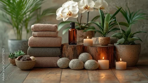 Panel kuchenny z motywem Spa towels, essential oil, candles, plants, zen decor