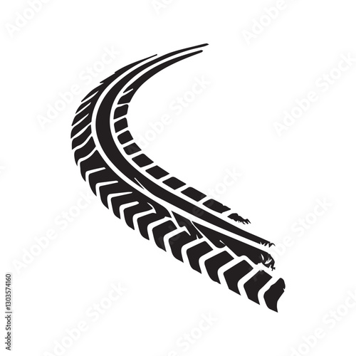 grunge Curved tire tracks vector