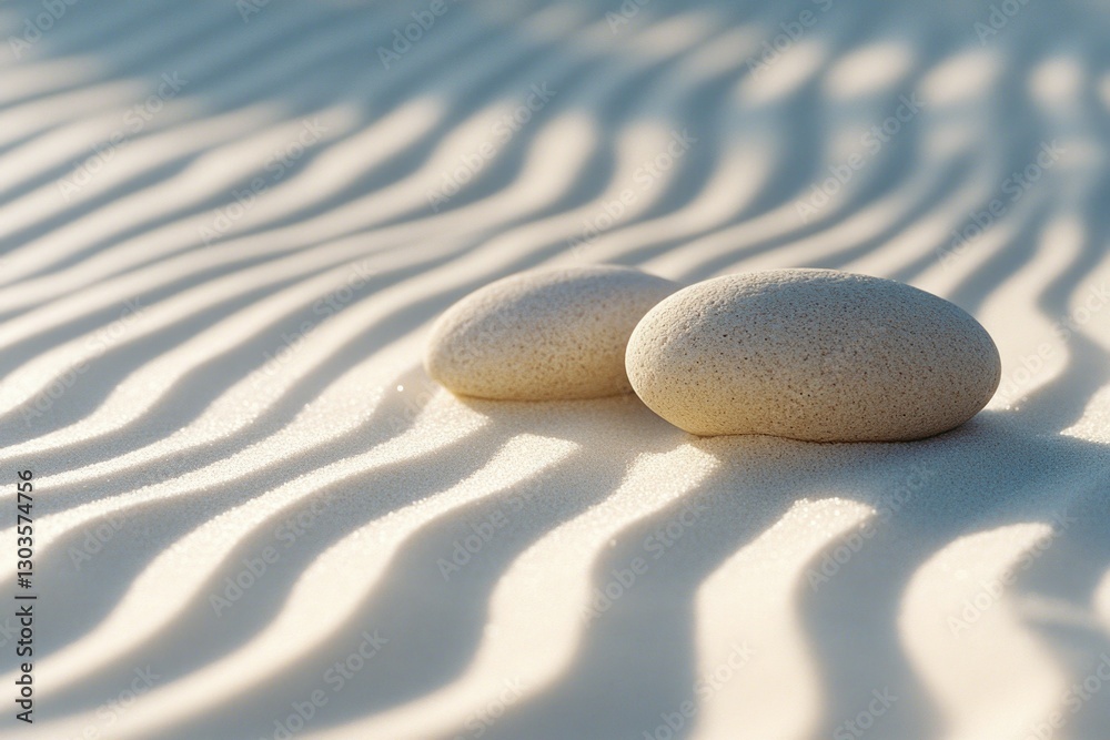 Obraz premium Beach sand with two rocks in the center.