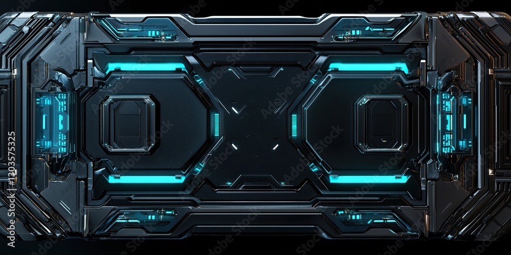 Fototapeta premium Futuristic rectangular panels with glowing edges