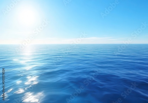 Wallpaper Mural Tranquil blue ocean under a bright sunny sky, calm water reflecting sunlight, serene seascape perfect for relaxation and vacation themes Torontodigital.ca