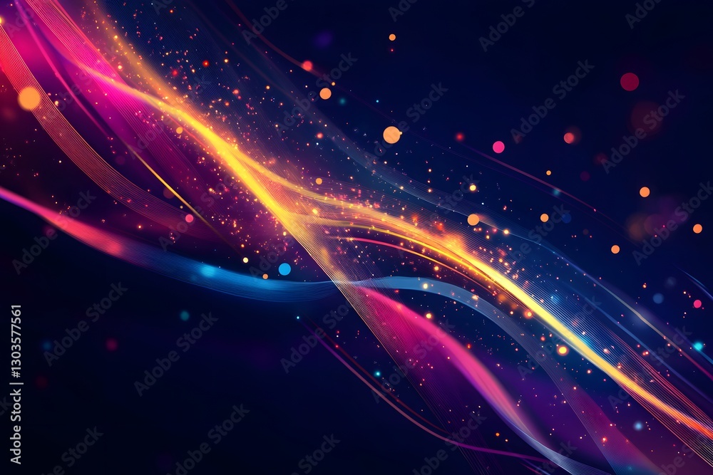 Obraz premium Colorful, swirling line of light and dark blue with a splash of yellow. The colors are vibrant and the line is dynamic