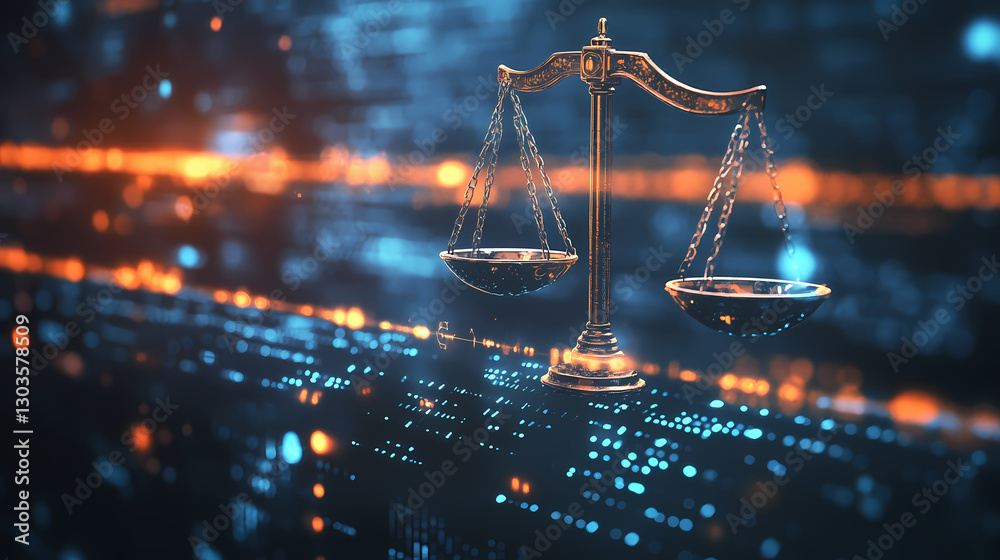 Justice balance digital data center legal concept modern environment close-up viewpoint technology integration. Balance - Rocks. Illustration Justice balance digital data center legal concept modern environment close-up viewpoint technology integration. Balance - Rocks. Illustration