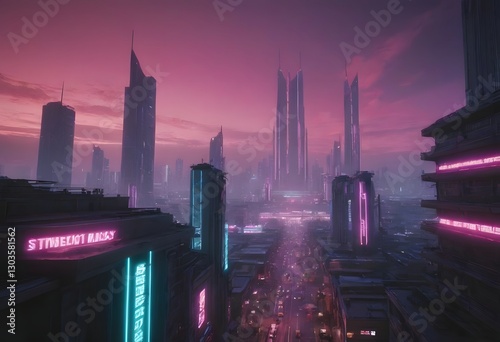 futuristic city at night