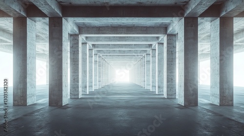 Concrete Corridor to Light Architectural Perspective, minimalist , geometry