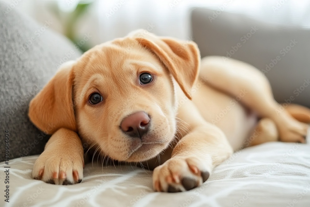 Adorable Golden Labrador Puppy Resting on Soft Beige Blanket Sweet Dog Pet Animal Canine Friend Fluffy Paws Cute Puppy Doggy Domestic Animal Fur Cozy Adorable Golden Labrador Puppy Resting on Soft Beige Blanket Sweet Dog Pet Animal Canine Friend Fluffy Paws Cute Puppy Doggy Domestic Animal Fur Cozy