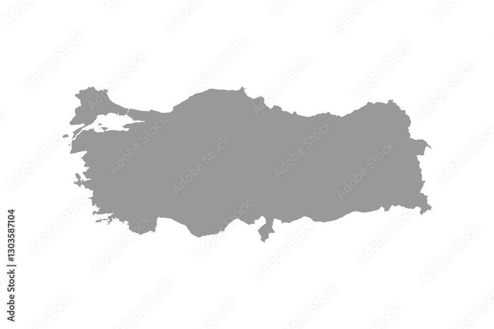 Turkey grey map icon. Isolated on white background.