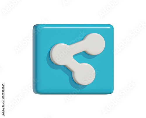 3D share icon with button. 3D illustration.