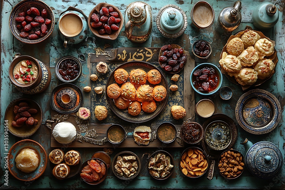 Vibrant Spread of Traditional Middle Eastern Dishes on a Rustic Table
Vibrant Spread of Traditional Middle Eastern Dishes on a Rustic Table