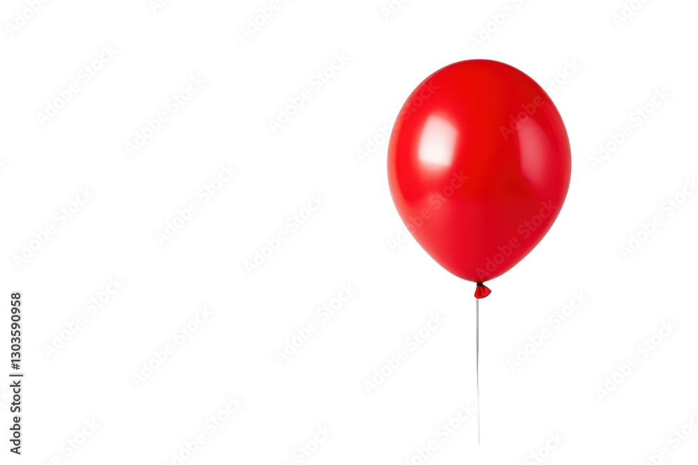A vivid red balloon floats alone on a soft gray backdrop, sparking nostalgia and joy isolated on transparent background