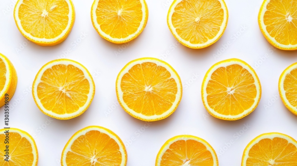Pattern of Sliced Lemons on White Background - Refreshing Citrus Fruit Display Pattern of Sliced Lemons on White Background - Refreshing Citrus Fruit Display