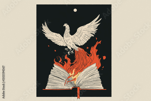 Phoenix Rising from the Flames of a Book
