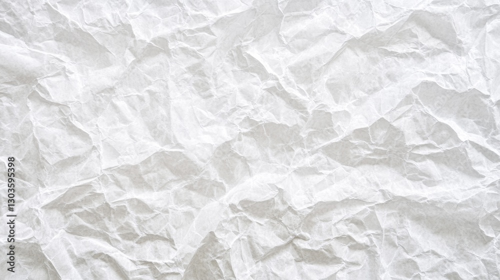 Fototapeta premium Crinkled White Paper Texture, Background, Abstract ,Roughness ,Material