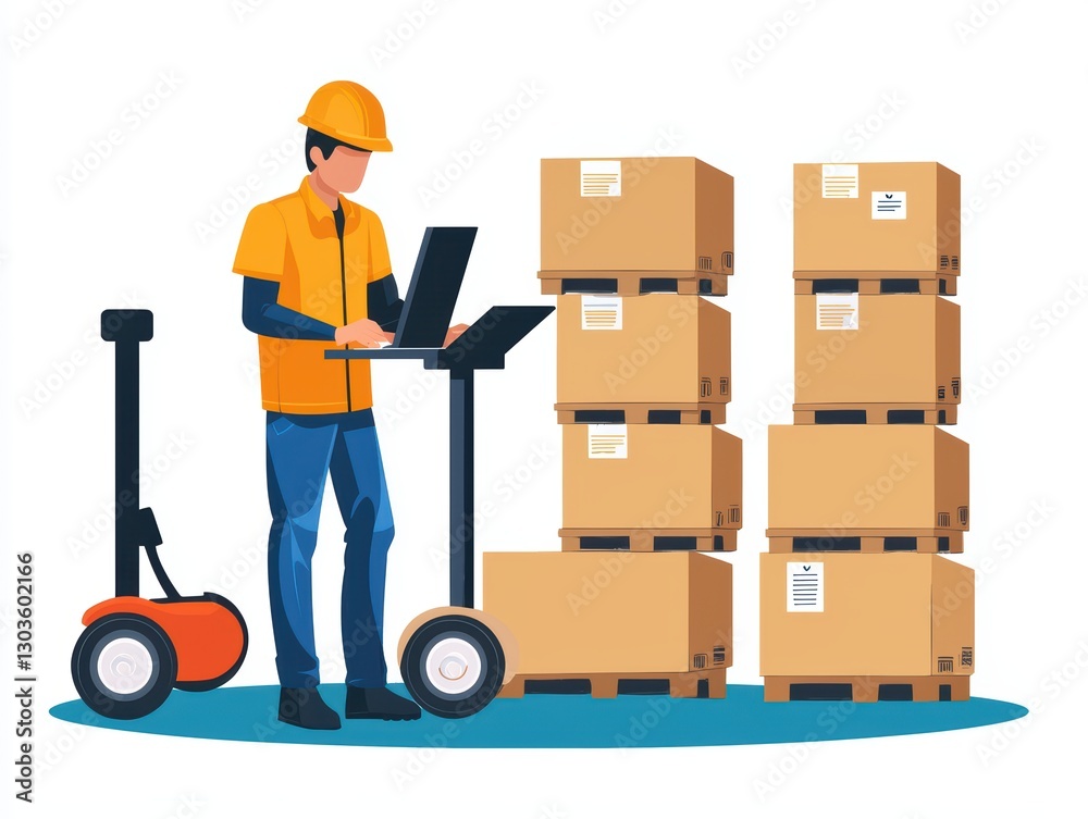 Busy Entrepreneur Managing Shipment Orders Amidst Packing Boxes and Logistics Challenges Busy Entrepreneur Managing Shipment Orders Amidst Packing Boxes and Logistics Challenges