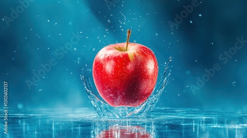 Watercolor painted apple icon photo