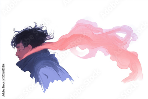 Profile of a Person with Pink Smoke