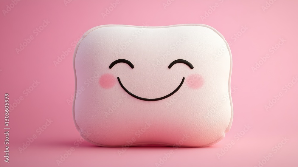 Smiling tooth character on pink background. Cute dental health concept. Dental illustration Smiling tooth character on pink background. Cute dental health concept. Dental illustration