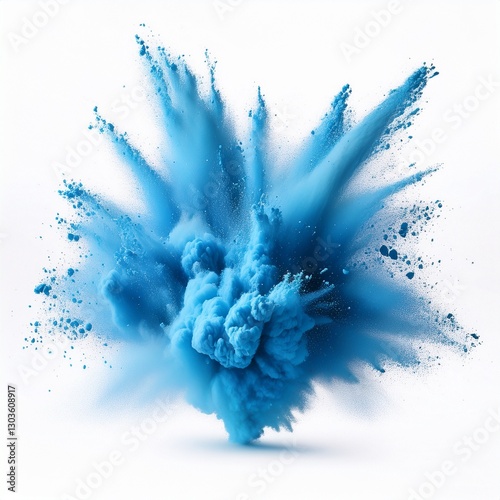 Intensiver blauer Farbspritzer auf Weiß