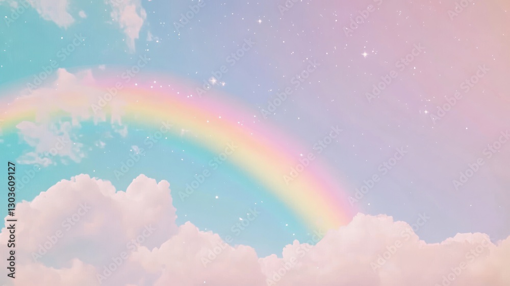 Fototapeta premium Pastel Rainbow Dreamscape: A Serene Celestial Vision