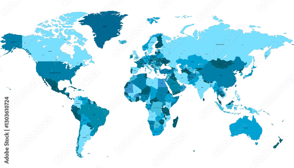 Obraz premium World map. Color modern vector map. Silhouette map.